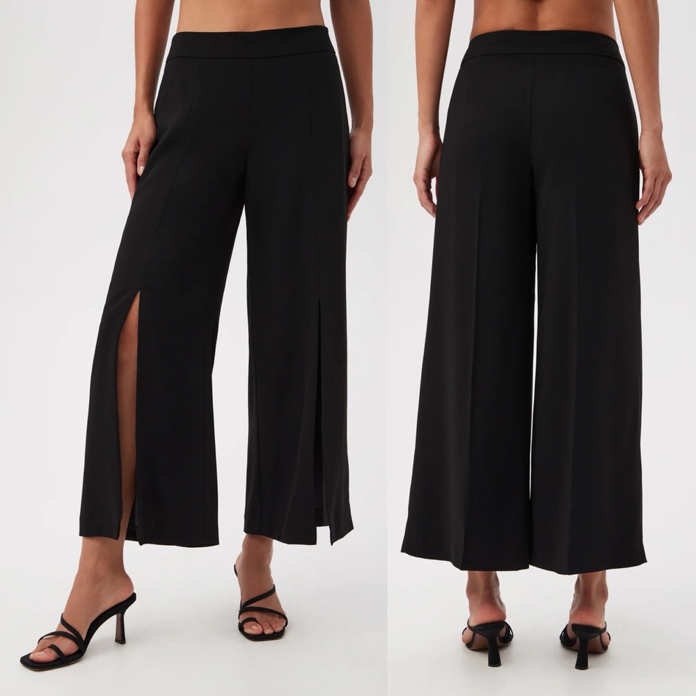 TRINA TURK Davon Wide Leg Slit Flare High Rise Crop Trouser Pants \\ 4